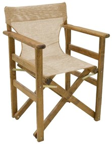 Director&#039;s armchair frame Retto solid beech walnut-PVC beige-ecru 61x51x86 εκ.