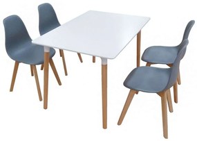 Σετ Τραπεζαρίας Loft Plus (Σετ 5Τμχ) 20.9903 120x80x72cm Grey-White 4 Θέσεων Ξύλο,Πολυπροπυλένιο