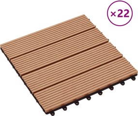vidaXL Πλάκα Κατασκευής 22 pcs Ξύλο teak 30 x 30 cm WPC