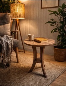 Stewehome Στρογγυλό μοντέρνο βοηθητικό τραπεζάκι με MDF πόδι 60x50x50 cm