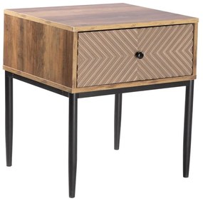 WOODWELL PONTI Κομοδίνο με 1 Συρτάρι, Καρυδί 50x45x55cm Ε7014