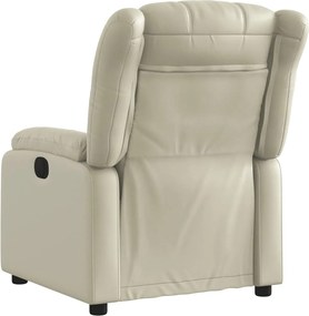 vidaXL Πολυθρόνα Ανακλινόμενη Κρεμ από Συνθετικό Δέρμα