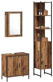 vidaXL Σετ Επίπλων Μπάνιου με ράφι 3 pcs Καφέ 33 x 33 x 185.5 εκ