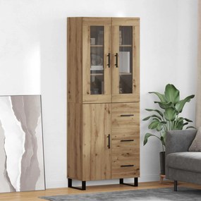 vidaXL Highboard με συρτάρι 2 pcs Artisan Oak Σύνθετο Ξύλο και Γυαλί
