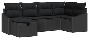 vidaXL Σετ Καναπέ Κήπου 6 pcs Μαύρο Πολυ rattan, βαμμένο ατσάλι