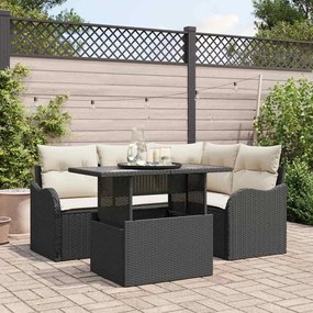 vidaXL Σετ Καναπέ Κήπου με μαξιλάρι 5 pcs Μαύρο Πολυ ράταν