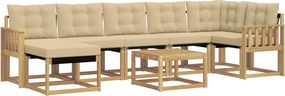 vidaXL Σειρά Καναπέ Εξωτερικού με μαξιλάρι 8 pcs Λευκό και Μπεζ