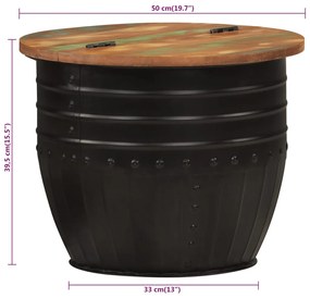 vidaXL Τραπεζάκι Σαλονιού Μαύρο 50x39,5 εκ. Μασίφ Ανακυκλωμένο Ξύλο