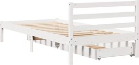 vidaXL Σκελετός Κρεβ. Χωρίς Στρώμα Λευκό 75x190 εκ Μασίφ Πεύκο