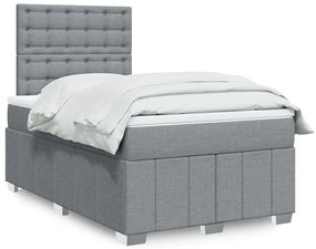 vidaXL Κρεβάτι Boxspring με Στρώμα Ανοιχτό Γκρι 120x200 εκ. Υφασμάτινο