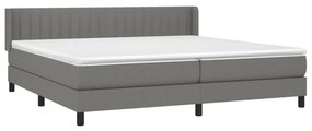 vidaXL Κρεβάτι Boxspring με Στρώμα Σκούρο Γκρι 200x200 εκ. Υφασμάτινο