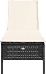 vidaXL Ξαπλώστρα Μαύρη από Συνθετικό Ρατάν με Μαξιλάρι