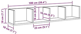 Ράφι Τοίχου για CD Παλιό Ξύλο 100 x 18 x 18 εκ. από Μοριοσανίδα - Καφέ