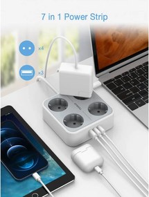 ΠΟΛΎΜΠΡΙΖΑ POWER STRIP TESSAN 7 IN 1  TS-302-C