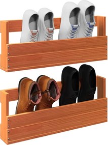 vidaXL Παπουτσοθήκη Επιτοίχια 2 τεμ. Μελί 59x8,5x23,5 εκ. Μασίφ Πεύκο