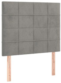 vidaXL Κρεβάτι Boxspring με Στρώμα &amp; LED Αν.Γκρι 90x200 εκ. Βελούδινο