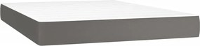 vidaXL Κρεβάτι Boxspring με Στρώμα Γκρι 140x190εκ. από Συνθετικό Δέρμα