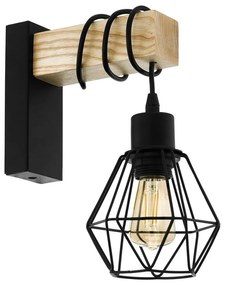 Φωτιστικό Τοίχου - Απλίκα Townshend 5 43135 Black-Brown Eglo Μέταλλο,Ξύλο
