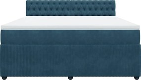 vidaXL Κρεβάτι Boxspring με Στρώμα Μπλε 180x200 εκ. Βελούδινο