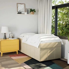 vidaXL Κρεβάτι Boxspring με Στρώμα Κρεμ 100 x 200 εκ. Υφασμάτινο