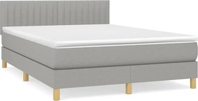 vidaXL Κρεβάτι Boxspring με Στρώμα Ανοιχτό Γκρι 140x190 εκ. Υφασμάτινο