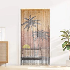 vidaXL Έντομο κουρτίνα πόρτας Palm Tree Print 90x220 cm Μπαμπού