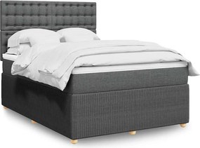 vidaXL Κρεβάτι Boxspring με Στρώμα Σκούρο Γκρι 160x200 εκ Υφασμάτινο