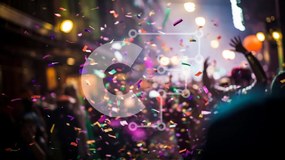 Intra Συλλεκτικό Ξύλινο Παζλ Plywood 4mm - Πλήθος ανθρώπων που γιορτάζει με πολύχρωμα κομφετί Σε Ξύλινο Κουτί - Διαστάσεις Puzzle: 10x10 cm – 25 κομμάτια