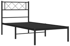 Πλαίσιο Κρεβατιού με Κεφαλάρι Μαύρο 100 x 200 εκ. Μεταλλικό - Μαύρο