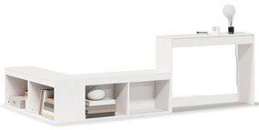 Κομοδίνο με Γραφείο Λευκό 222x107x75 εκ. από Μασίφ Ξύλο Πεύκου - Λευκό