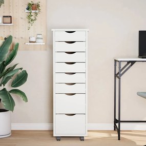 vidaXL Ντουλάπι Κυλιόμενο με Συρτάρια MOSS Λευκό από Μασίφ Ξύλο Πεύκου