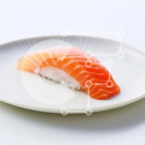 Σετ των 2 Intra Συλλεκτικό Ξύλινο Παζλ Plywood 4mm - Σούσι Nigiri Salmon σε ένα άσπρο πιάτο Σε Ξύλινο Κουτί - Διαστάσεις: 10x10 cm – 25 κομμάτια