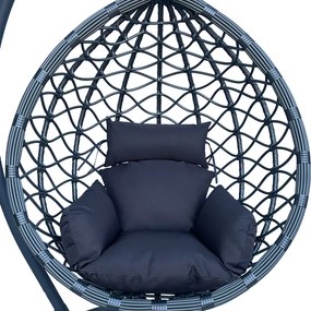 Κούνια φωλιά με βάση Lyere pakoworld μέταλλο γκρι-pe rattan σε γκρι απόχρωση 120x108x195εκ
