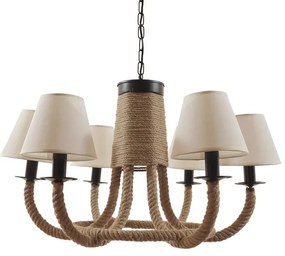 10001020 GloboStar® GLOBOSTAR® VERONE 10001020 Vintage Κρεμαστό Φωτιστικό Οροφής με Ντουί 6 x E14 AC 220-240V IP20 - Μπεζ - Μ65 x Π65 x Υ45cm