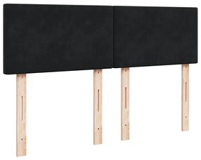 vidaXL Κρεβάτι Boxspring με Στρώμα Μαύρο 140x190 εκ. Βελούδινο