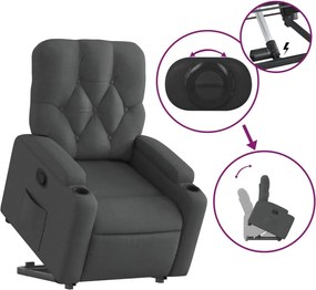 vidaXL Πολυθρόνα Ανακλινόμενη με Ανύψωση Σκούρο Γκρι Υφασμάτινη