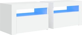 vidaXL Κομοδίνα με LED 2 τεμ. Λευκό 60 x 35 x 40 εκ.