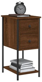 vidaXL Κομοδίνα 2 Τεμ. Καφέ Δρυς 32x42x70 εκ. Επεξεργασμένο Ξύλο