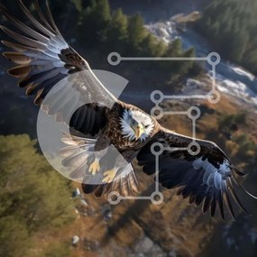 Intra Συλλεκτικό Ξύλινο Παζλ Plywood 4mm - Μεγαλοπρεπής φαλακρός αετός σε πτήση Σε Ξύλινο Κουτί - Διαστάσεις: 10x10 cm – 25 κομμάτια