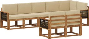 vidaXL Σειρά Καναπέ Εξωτερικού 8 pcs Φυσικό και Μπεζ Πολυεστέρας