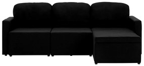 vidaXL Καναπές - Κρεβάτι Τριθέσιος Αρθρωτός Μαύρος Υφασμάτινος
