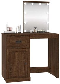 vidaXL Μπουντουάρ με LED Καφέ Δρυς 90x50x132,5 εκ. Επεξ. Ξύλο