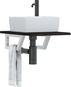 vidaXL Ράφι Νιπτήρα Τοίχου από Ατσάλι / Μασίφ Ξύλο Δρυός