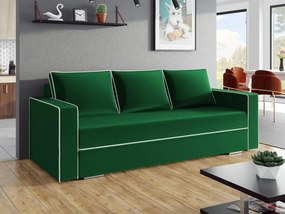 Καναπές κρεβάτι Decatur 101, Αριθμός θέσεων: 4, Αποθηκευτικός χώρος, Πράσινο, Άσπρο, 91x230x92cm, 106 kg, Πόδια: Ξύλο | Epipla1.gr