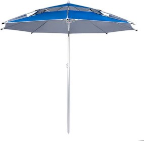Ομπρέλα παραλίας Muhler 22511008629, Ø190 cm, Ύψος 203 cm, 8 νευρώσεις από fiberglass, Ρυθμιζόμενη κλίση, UV προστασία UPF 50+, Μπλε