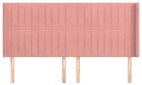 Κεφαλάρι με Πτερύγια Ροζ 183x16x118/128 εκ. Βελούδινο - Ροζ