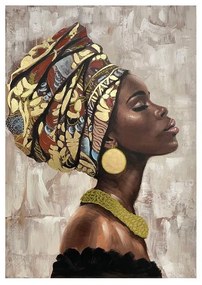 Πίνακας σε Καμβά &quot;African lady 36212&quot; Fylliana Μπέζ - Καφέ 70x4x100 εκ. 70x4x100 εκ.