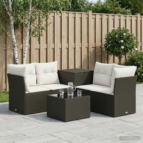 vidaXL Σετ Καναπέ 6 τμχ. Μαύρο και Κρεμ Λευκό 55 x 55 x 37 cm