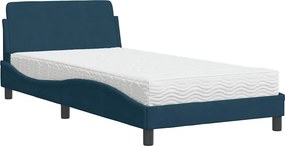 vidaXL Κρεβάτι με Στρώμα Dover Μπλε 100x200 εκ. Βελούδινος