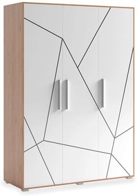 Τρίφυλλη Ντουλάπα PIXIE Φυσική-Λευκή 149.8x55.3x210cm